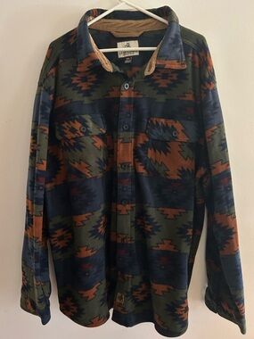 Legendary Whitetails Aztec Plaid Button-Down Shirt Jacket - Green Blue Brown